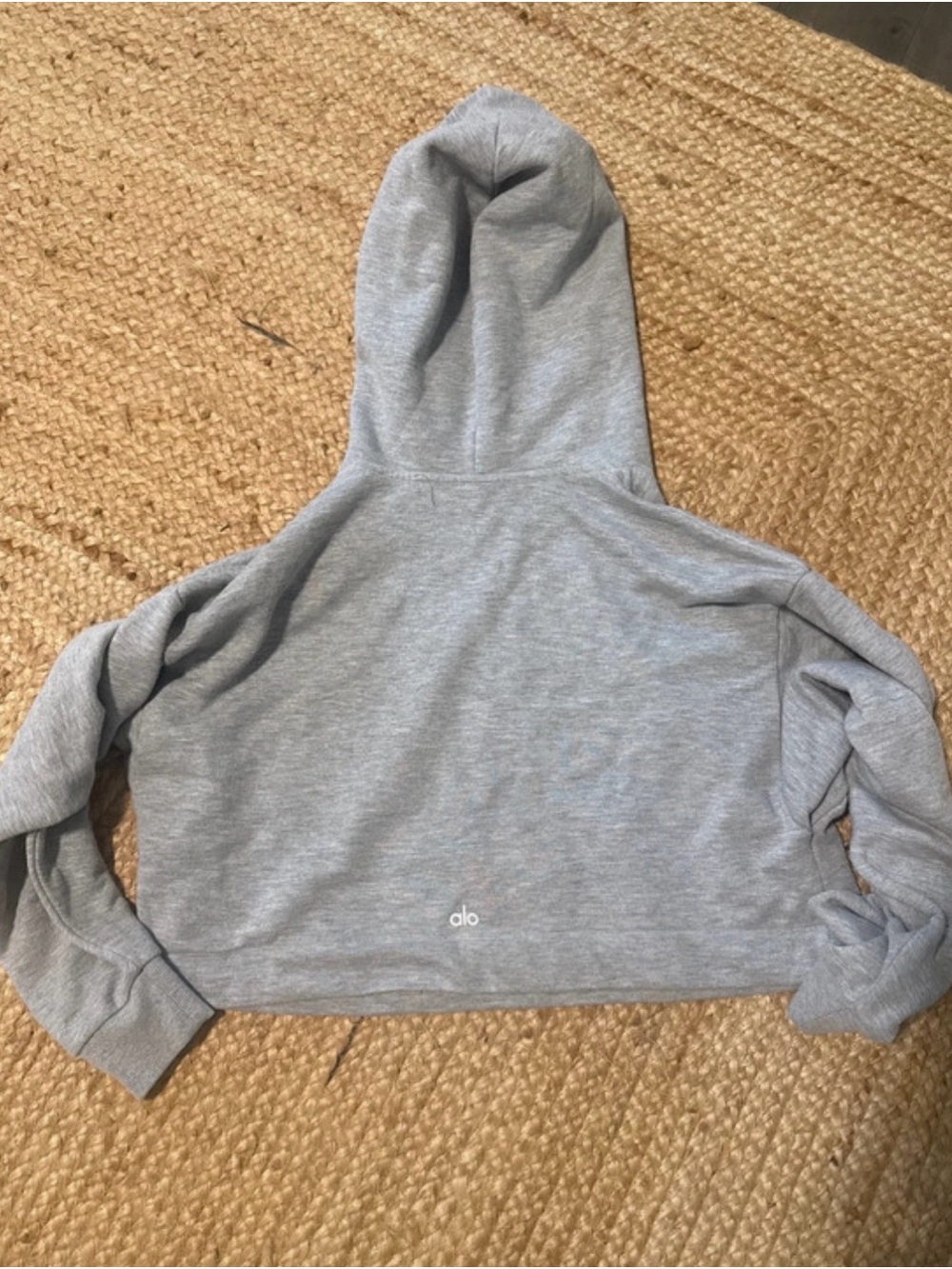 ALO Yoga Light Gray Cropped Hoodie Sweatshirt
